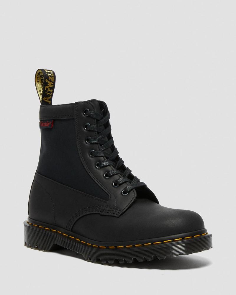 Black Men\'s Dr Martens 1460 Panel Made in England Leather Lace Up Boots | CA 520DFM